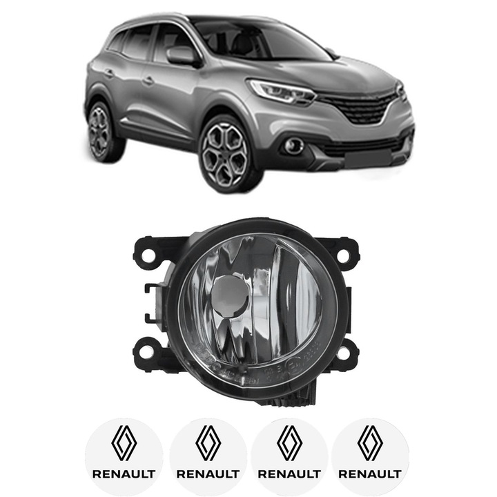 Lampa Proiector Stanga RENAULT KADJAR (HA_, HL_) din 2015-2018, Auto, Tip bec H11, Depo, 4 Stickere auto cu RENAULT