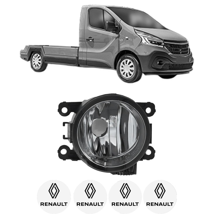 Lampa Proiector Stanga RENAULT TRAFIC III Platform/Chassis (EG_) din 2014-2019, Auto, Tip bec H11, Depo, 4 Stickere auto cu RENAULT