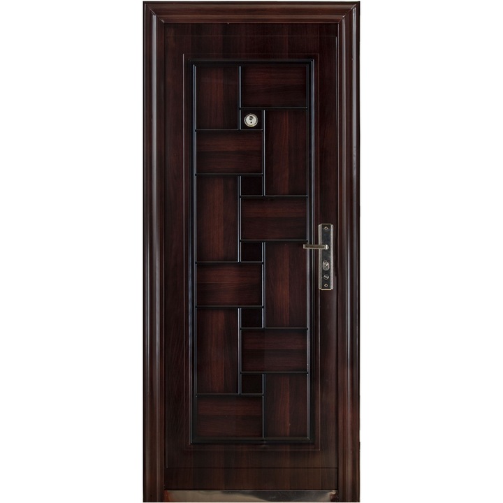 Usa metalica intrare Elegance 7, maro, 86 x 205 cm, stanga