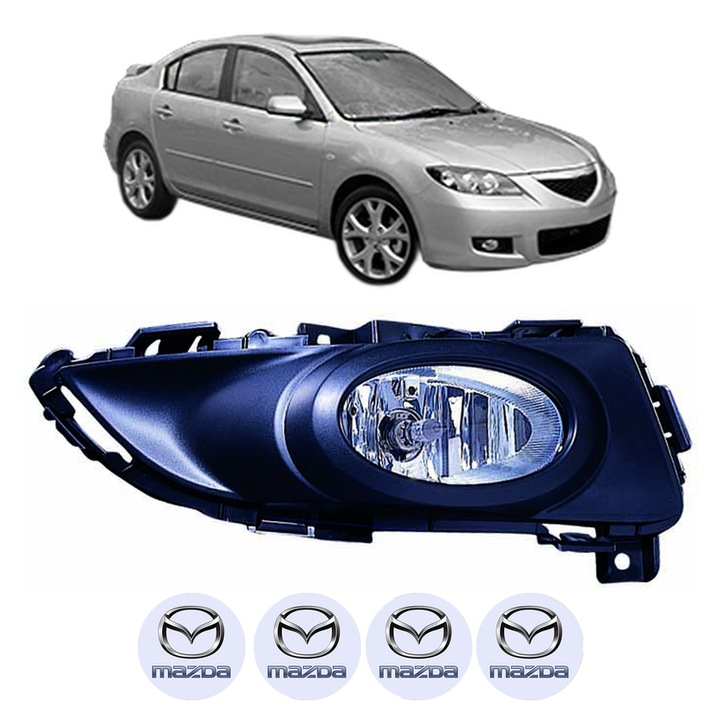 Lampa Proiector Dreapta MAZDA 3 Saloon (BK) din 2003-2009, Auto, Tip bec H11, Depo, 4 Stickere auto cu MAZDA