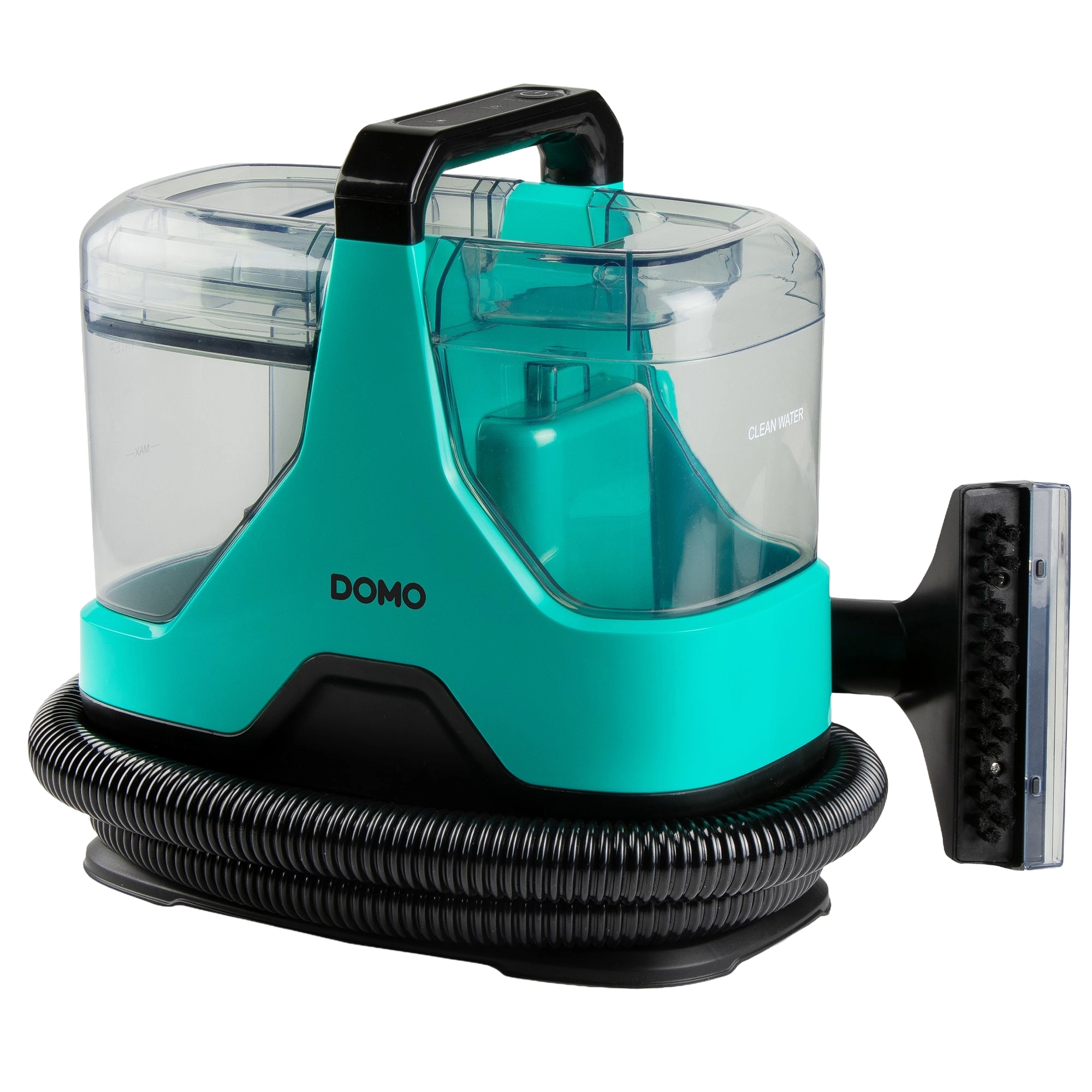 Aparat de curatat cu apa multifunctional DOMO, pentru covoare/tapiterie/canapele/masina, curata eficient petele, functie pulverizare apa, rezervor 1.1 litri, protectie anti-stropi IPX4, usor de folosit si curatat, verde