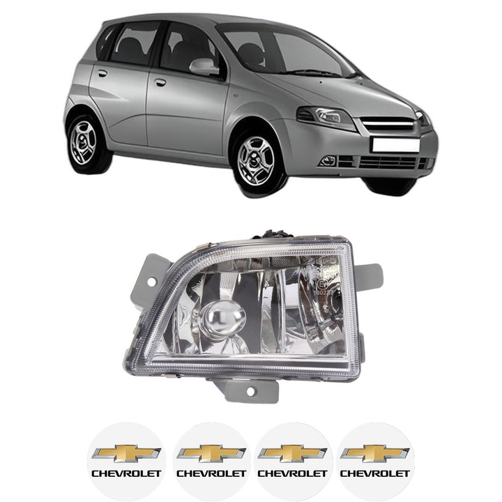 Lampa Proiector Dreapta CHEVROLET AVEO / KALOS Hatchback (T200) din 2003-2008, Auto, Tip bec H3, Depo, 4 Stickere auto cu CHEVROLET