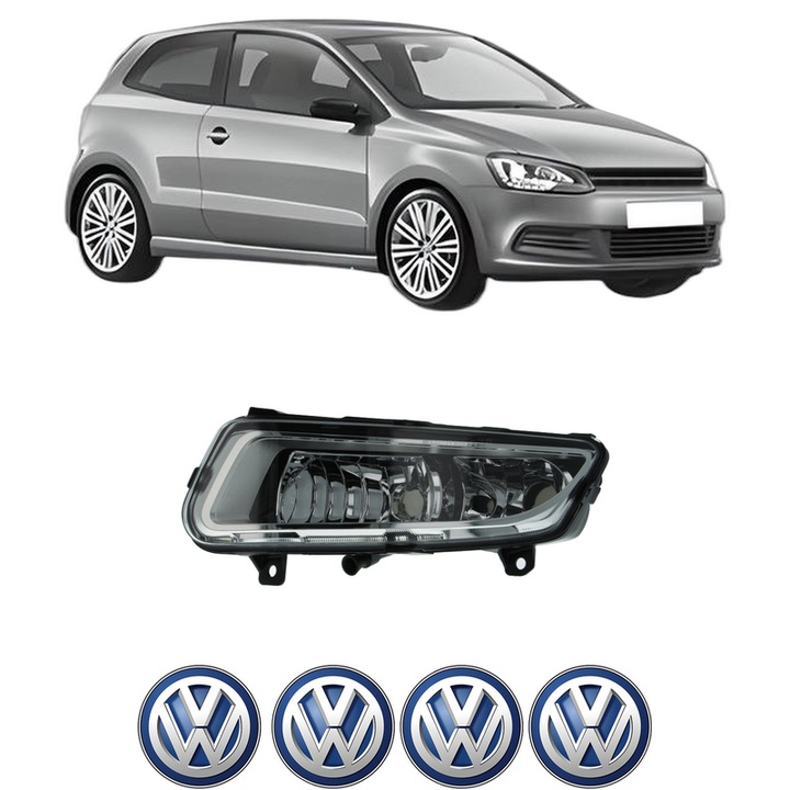 Lampa Proiector Stanga Volkswagen POLO V (6R1, 6C1) din 2009-2022, Auto, Tip bec H8, Depo, 4 Stickere auto cu Volkswagen