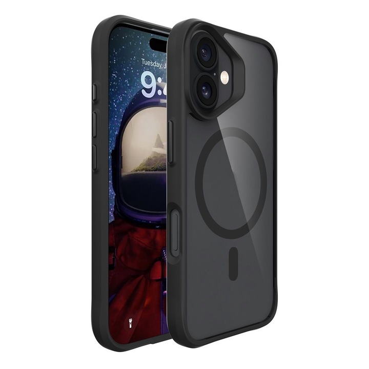 Калъф съвместим с Apple 17, Силен магнит, Бързо зареждане, Против удари, ProCore Tech, 2 Допълнителни защитни фолиа, Черен / Прозрачен