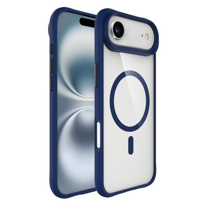 Калъф съвместим с Apple 17 Air, Силен магнит, Бързо зареждане, Против удари, ProCore Tech, 2 Допълнителни защитни фолиа, Син / Прозрачен