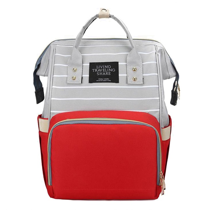 Geanta tip Rucsac Multifunctional, 40x25 cm, Rosu in dungi - GRM-06