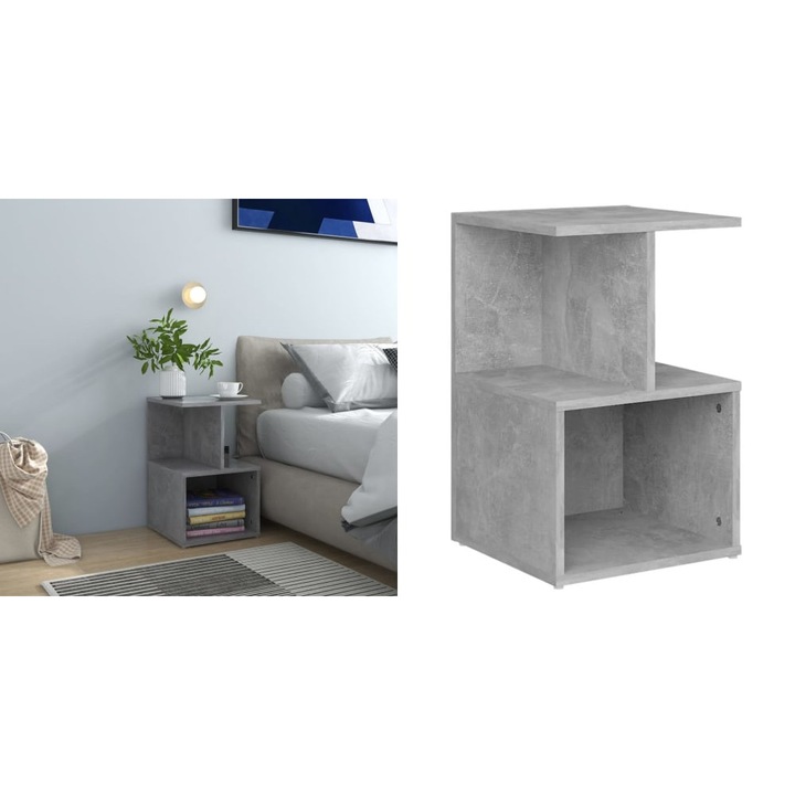 Noptiera, gri beton, 35x35x55 cm, PAL
