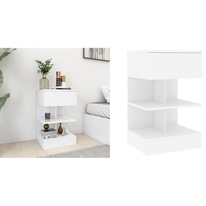 Noptiera, alb, 40x35x65 cm, PAL