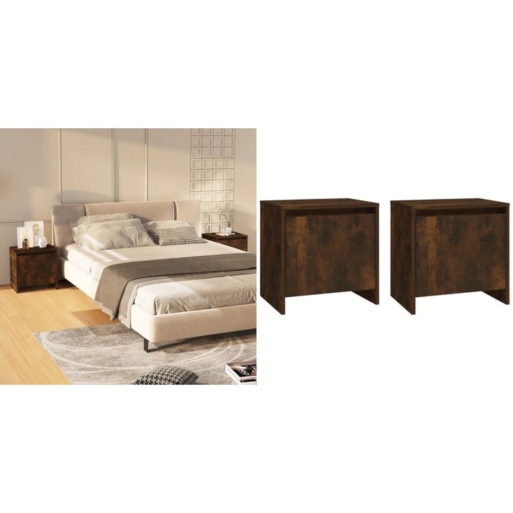 Noptiere, 2 buc., stejar afumat, 45x34x44, 5 cm, PAL