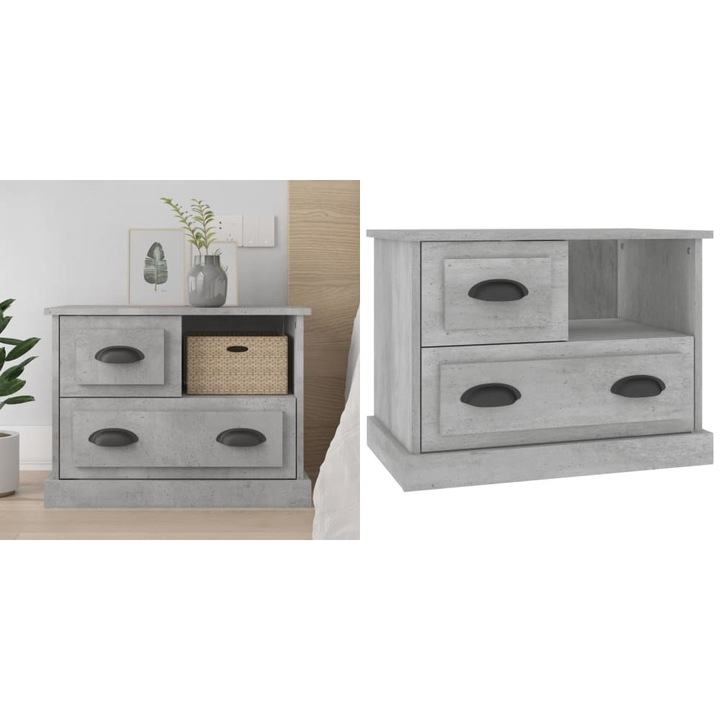 Noptiera, gri beton, 60x39x45 cm