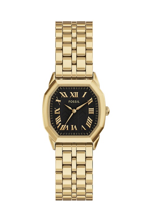 Fossil, Ceas quartz din otel inoxidabil cu inchidere fluture, Auriu