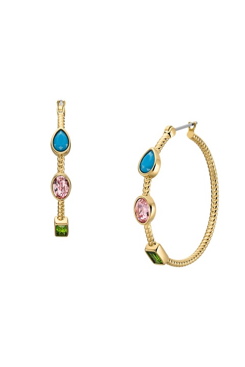 Fossil, Овални обеци с кристали, Златист, Розово, Син