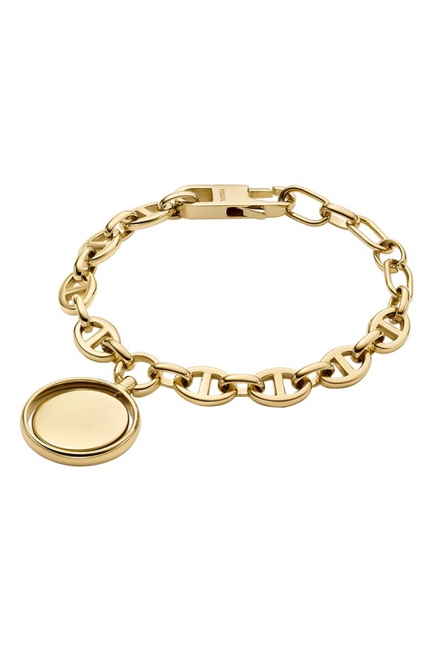 Fossil, Bratara de otel inoxidabil cu pandantiv, Auriu