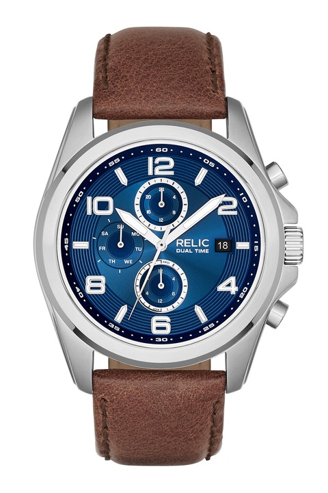 Relic by Fossil, Часовник с кожена каишка и хронограф, Кафяв