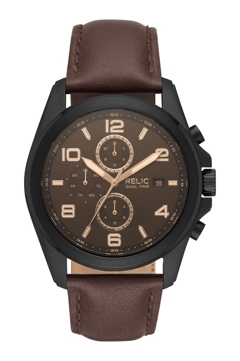 Relic by Fossil, Часовник с кожена каишка и хронограф, Кафяв