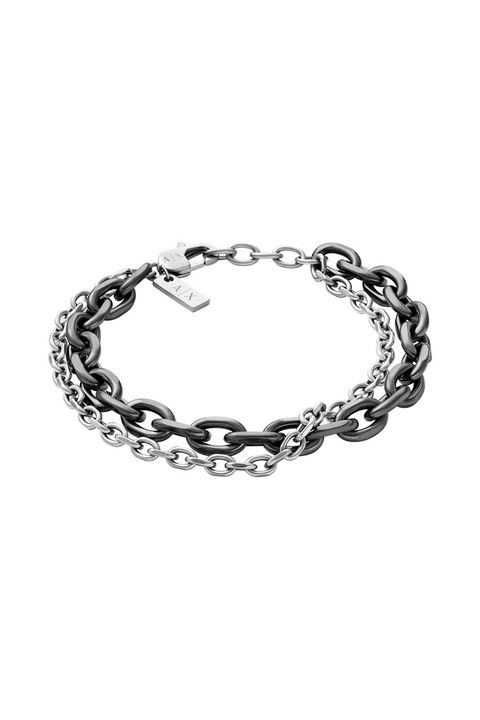 ARMANI EXCHANGE, Bratara din otel inoxidabil cu model multiplu, Argintiu