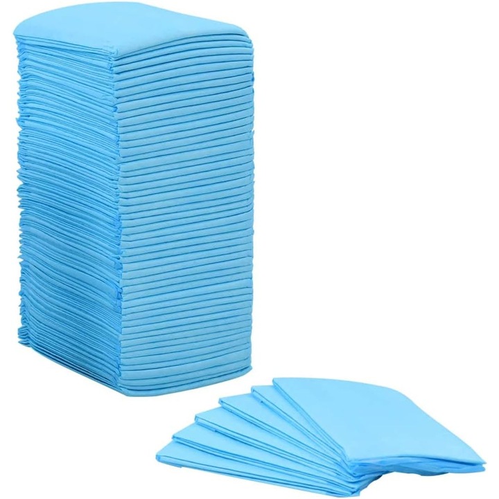 Masute de antrenament pentru animale, set de 50, 60x45cm, absorbante si impermeabile, alb-albastru