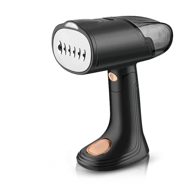 Steamer de imbracaminte portabil, 1500W, design compact, 127ml, cablu 1.8m, negru