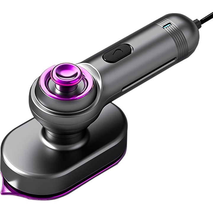 Fier de calcat portabil, mini fier de calcat cu abur, design compact, culoare gri-purpuriu, dimensiuni mici