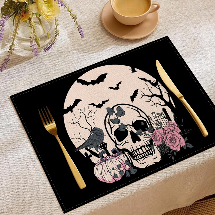 Set de servete si naproane Halloween, design din in, izolatie termica, 30x45cm