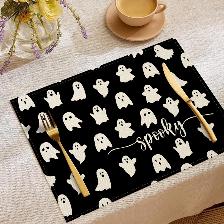 Set de servete din in pentru Halloween, decorative, 48x30cm