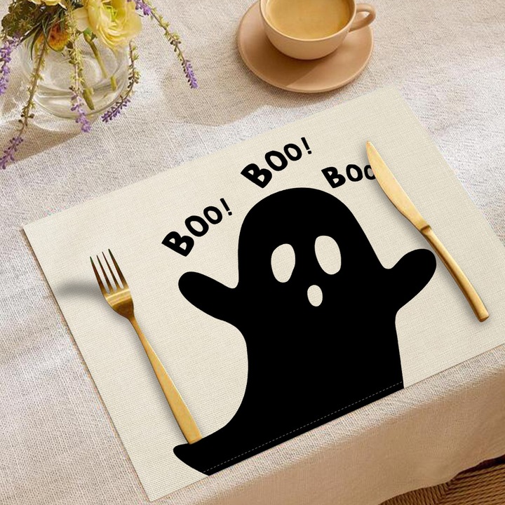 Set de servete si naproane Halloween, design din in, izolatie termica, multicolor, YMCD-47