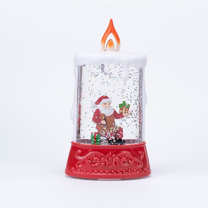 Candle decorative Craciun, figura batran, ornament birou, culoare rosie, set