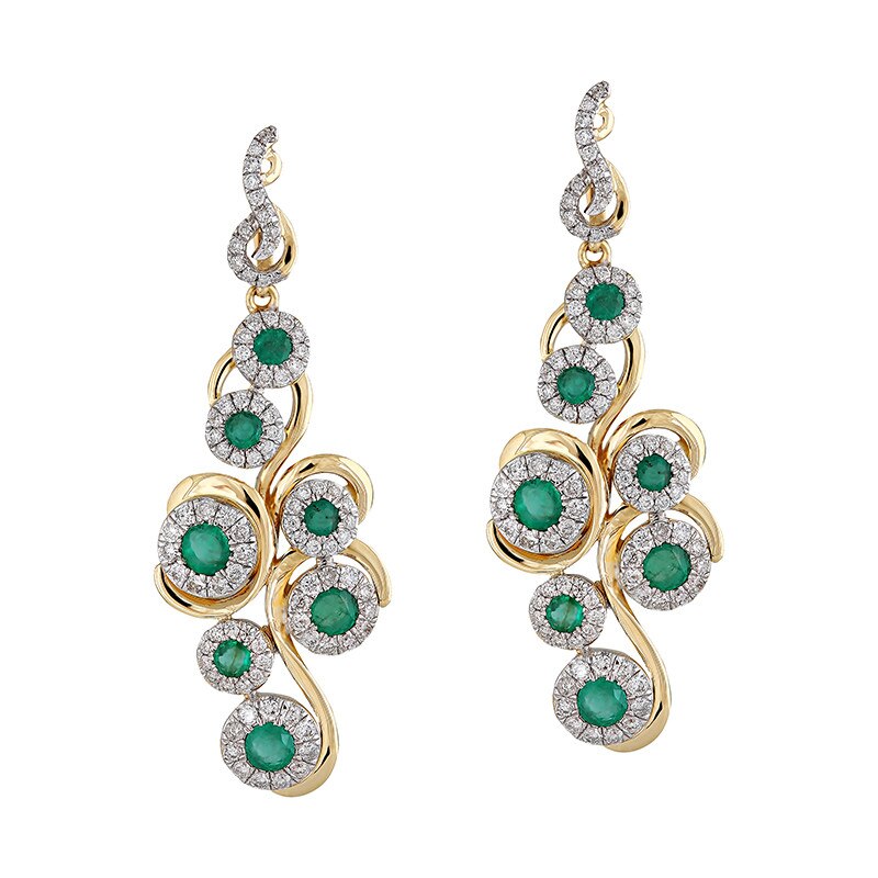 Cercei Deruvo Aur 18k Diamante, Smaralde E31415-Y