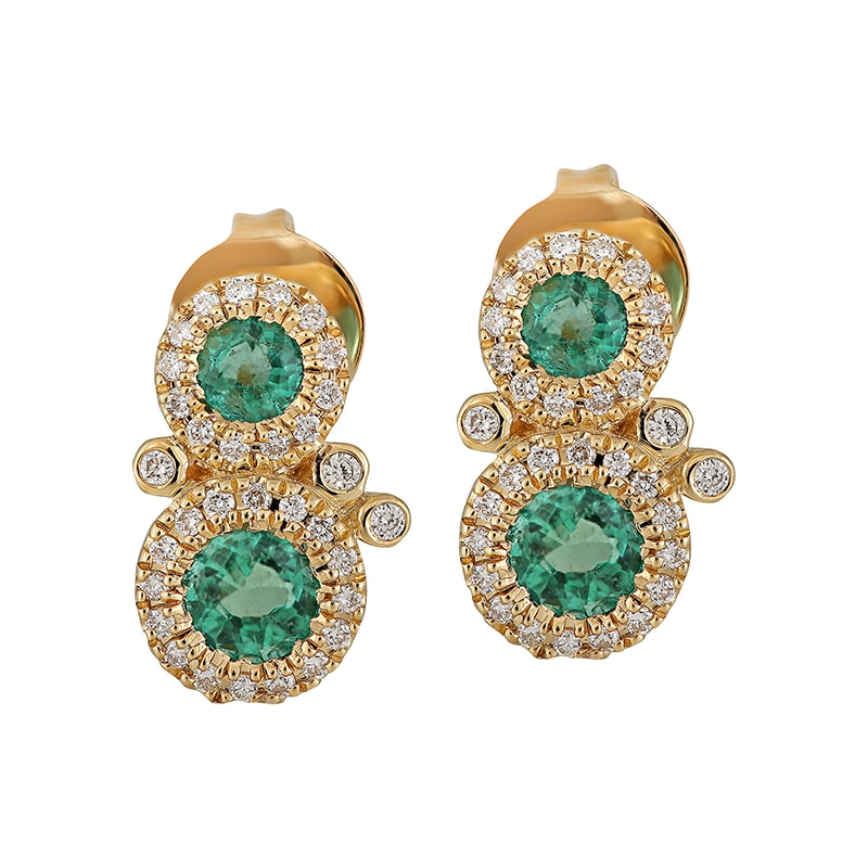 Cercei Deruvo Aur 18k Diamante, Smaralde E2908E-Y