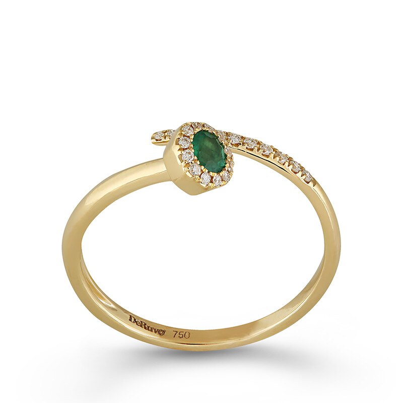 Inel Deruvo Aur 18k Diamante, Smarald, 53 R25354E-Y