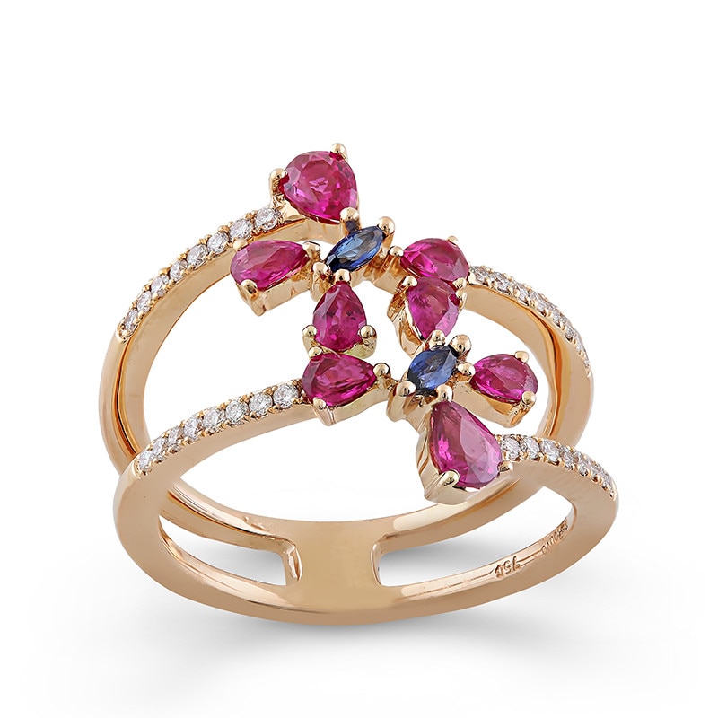 Inel Deruvo Aur 18k Diamante, Rubine, Safire, 53 R7304SR-R