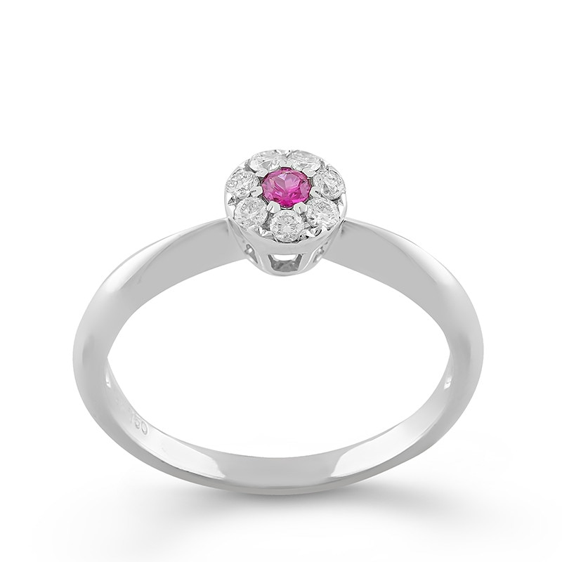Inel Deruvo Aur 18k Diamante, Safir Roz, 57 R24273-W