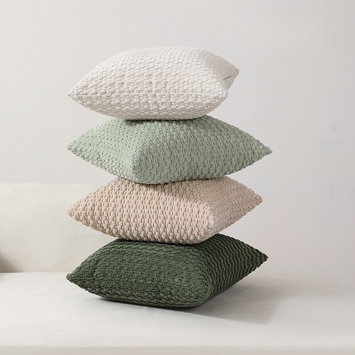 Set de 4 fete de perna din corduroy, textura 3D, 45x45cm, multicolor