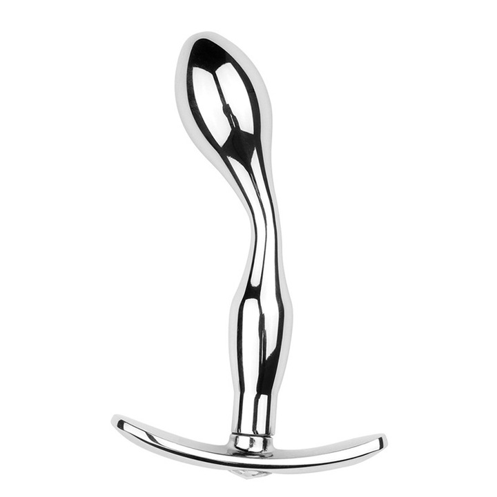 Plug anal din metal, T-shaped, stimulare prostata, unisex, dimensiune mica