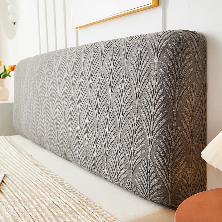 Husa elastica pentru tablie pat king-size, jacquard, protectie impotriva prafului, gri inchis, 200cm, set