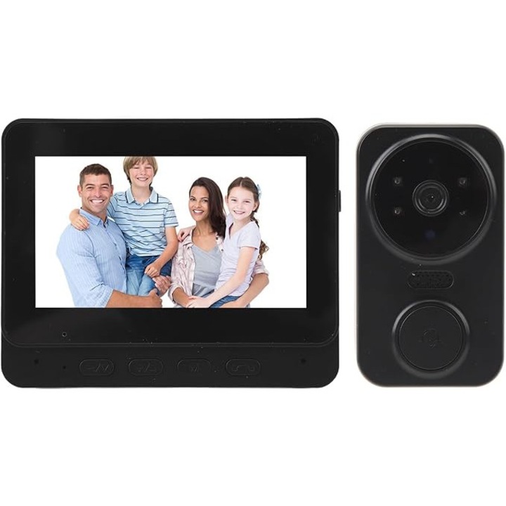 Vezeték nélküli videó rendszer WiFi-vel, 1080P videó kaputelefon, monitor kétirányú hanggal, kamera átfogó nézettel, éjjel-nappal