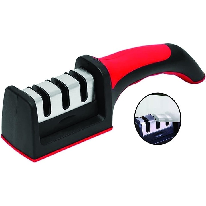 Ascutitoare de cutite 3 in 1, design ergonomic, pentru cutite de bucatarie, compacta