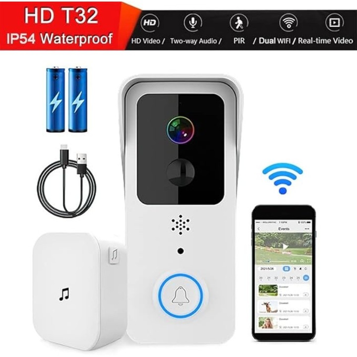 HD Камера за наблюдение, 1080p, детекция на хора, IR нощно виждане, 5G WiFi, комплект