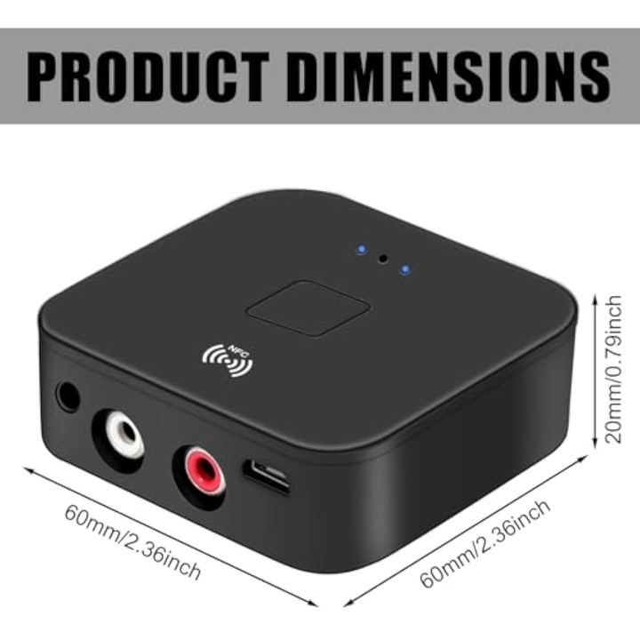 Аудио адаптер Bluetooth 5.0, NFC, безжична връзка, 3.5mm RCA, широка съвместимост