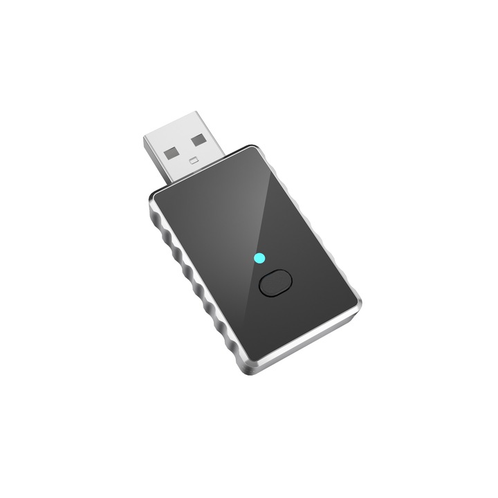 Adaptor wireless 2-in-1 pentru CarPlay si Android Auto, USB-A si USB-C, conexiune rapida, metalic