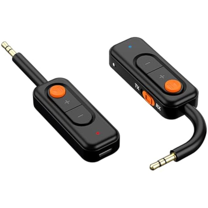 Adaptor Bluetooth 5.4, 2 in 1, cu microfon, 10m, pentru masina si TV, 3.5mm