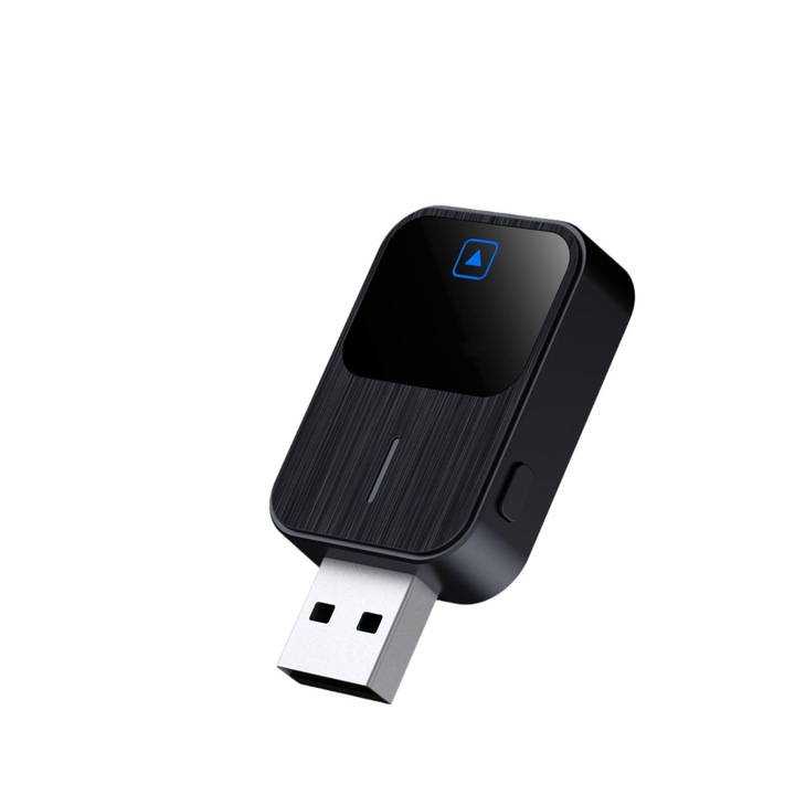 Adaptor wireless CarPlay, compatibil iOS, pentru masini cu CarPlay, conectare automata, dimensiuni compacte.