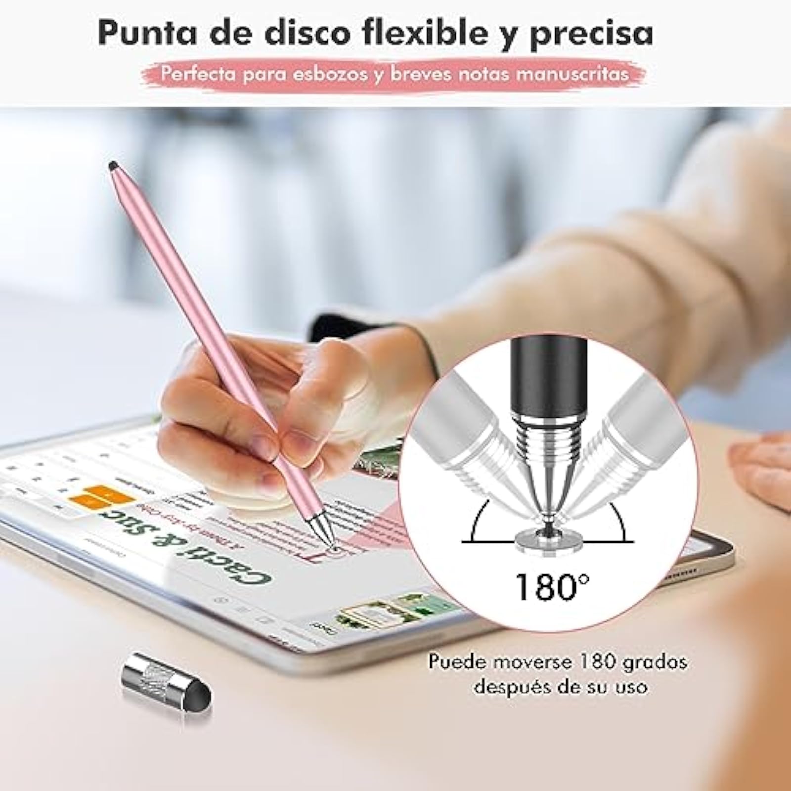 Stylus 3-in-1, capacitiv, doua dimensiuni varfuri din cauciuc, disc ...