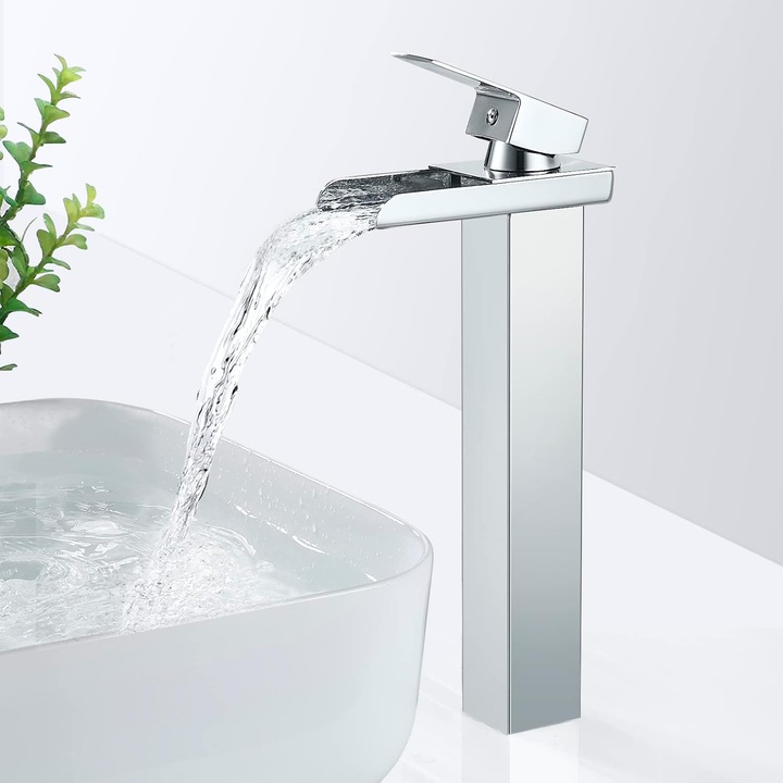 Baterie sanitara pentru baie, cromata, stil cascade, G 3/8, rezistenta la coroziune, montare usoara