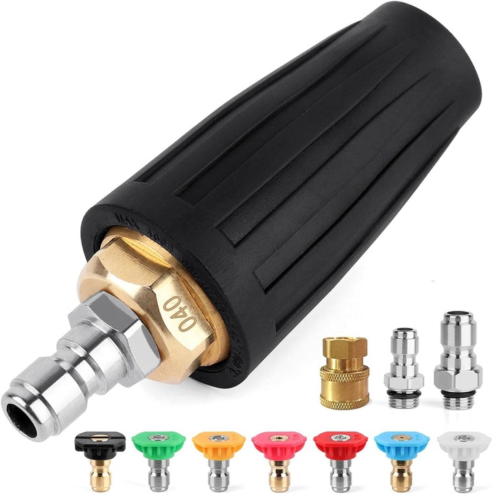 Accesorii aparate de spalat cu presiune, 7 duze rotative, 1/4-inch si 3/8-inch, multicolor