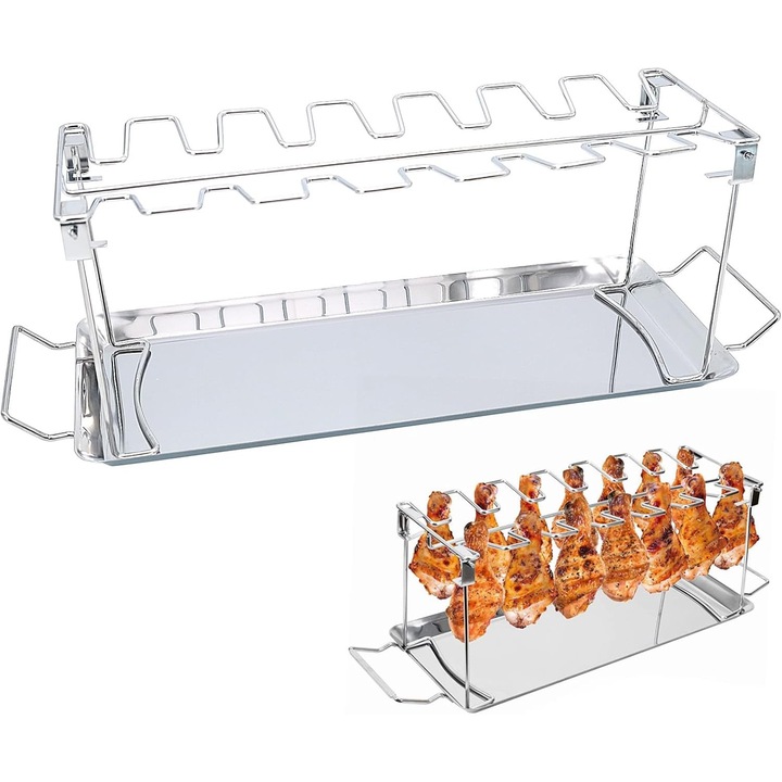 Raft pentru picioare de pui din otel inoxidabil, ustensile gratar, 14 picioare, usor de curatat, portabil
