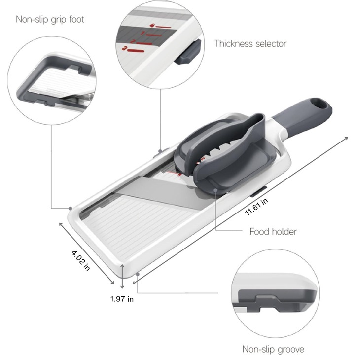 Feliator manual, inox, lama ajustabila, 1mm-3mm, usor de curatat, compact