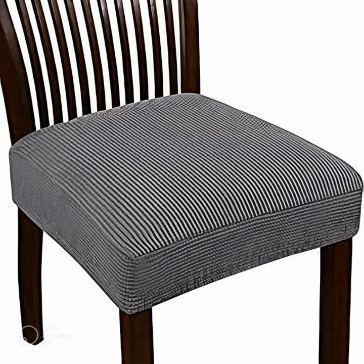 Huse scaune, set 4 piese, design jacquard, elastic, gri, 35-50cm