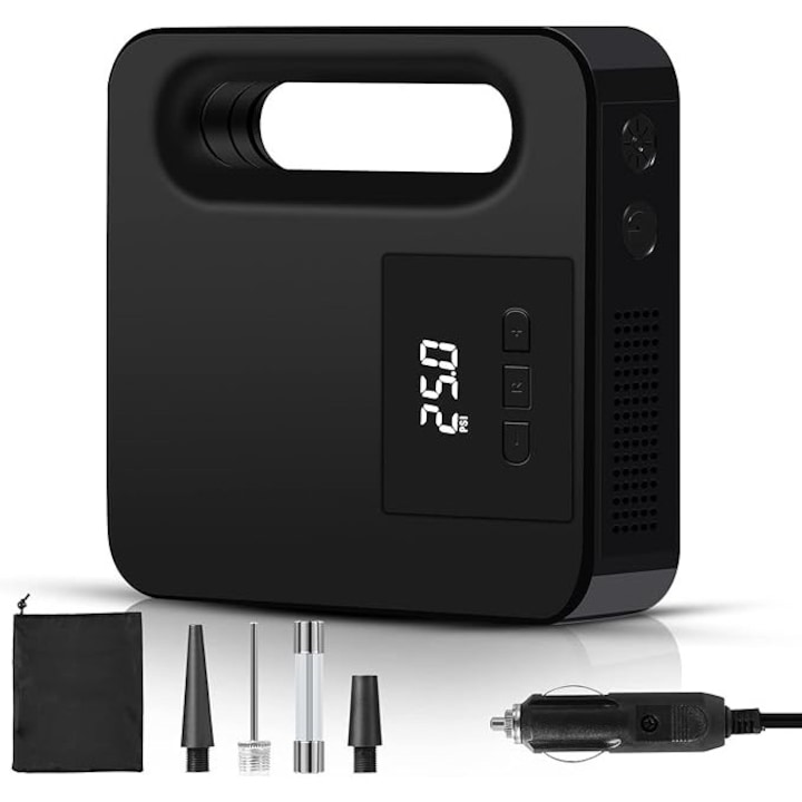 Ventilator portabil cu aer conditionat USB, 3 viteze, alb si negru, 165x165x240mm, umidificator integrat