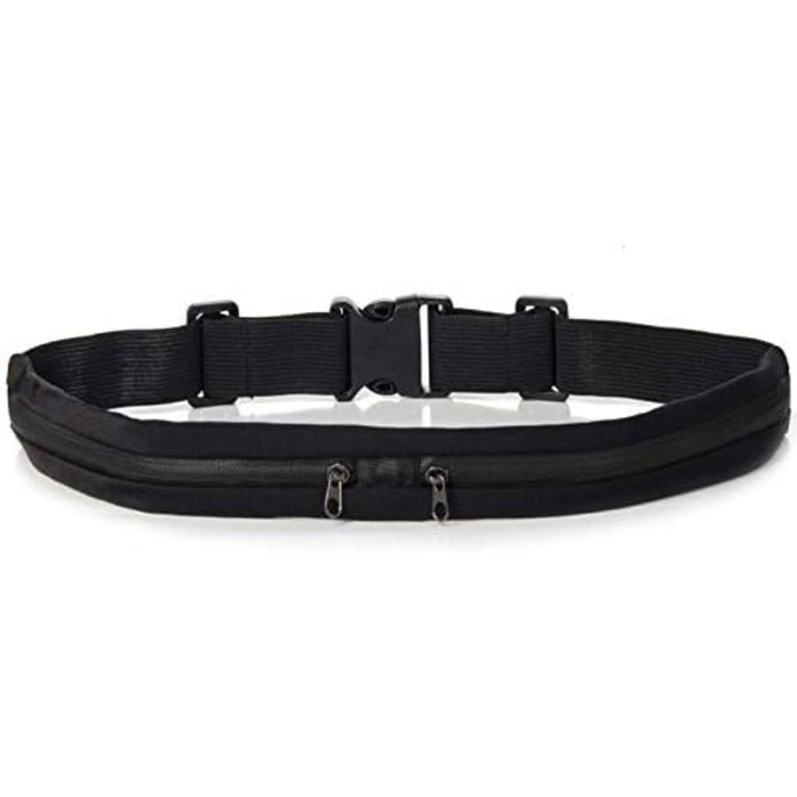 Unisex sport övtáska, ultravékony, vízálló, nagy zsebbel, állítható, fekete